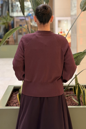 Nuss Yakası Fermuar Detaylı Reglan Kol Merserize Tunik