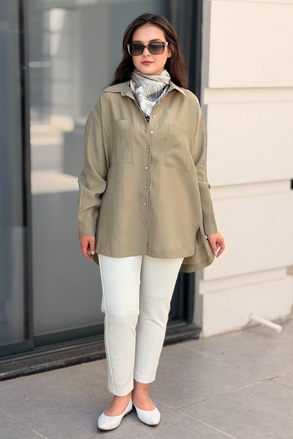 Mahal Miya Çift Cepli Oversize Gömlek