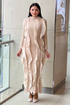 Mahal Fırfırlı Akordiyon Elbise
