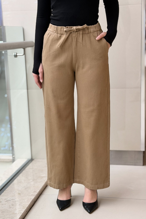 Mahal Beli İpli Lastikli Dört Cepli Bol Pantolon