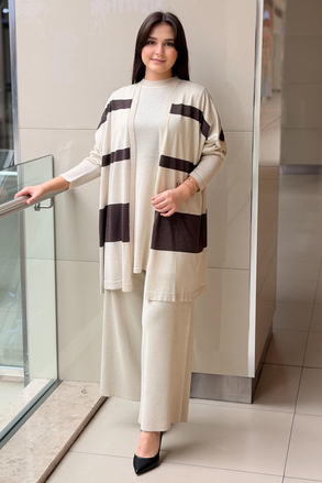 Ghisa Sim Merserize İpli Tunik Yelek Pantolon 3lü Set Takım