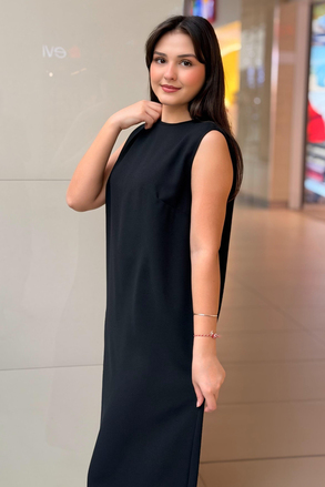 White Corner İthal Krep Kolsuz İçlik Elbise