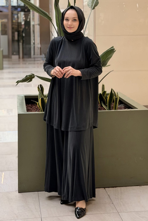 Nurcan Çetin Basic Tunik Nervürlü Pantolon Takım