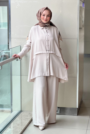 Ghisa Çift Düğme Detayli Gömlek Pantalon Takım