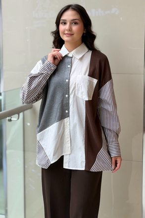 İpekyol Kumaş Mix Oversize Gömlek
