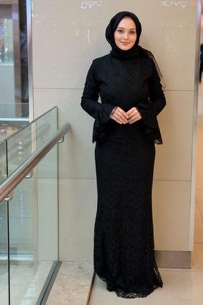 Fashion Night Kordone Dantel Abiye Elbise