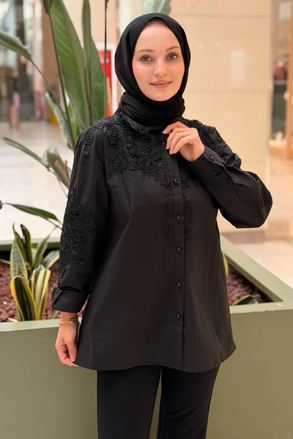 Ghisa Güpür Detaylı Pamuk Gömlek