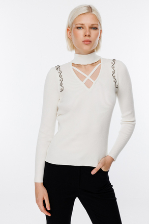 On Fashion Çapraz Dikiş Yaka Kazak