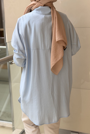 Tığ Triko Saten Yüzlü Oversize Gömlek