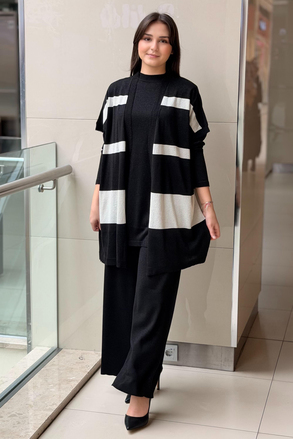 Ghisa Sim Merserize İpli Tunik Yelek Pantolon 3lü Set Takım