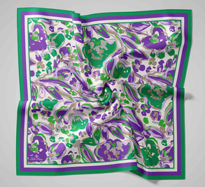 Silkhome Kenarları Şeritli Çiiçek Desenli Aura Eşarp