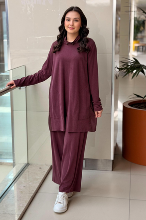 Nurcan Çetin Boğazı Stoperli Cepli Tunik Pantolon Takım