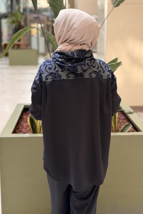Ghisa Şal Desenli Kapşonlu Ceket Pantolon Takım