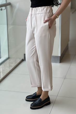 Sentez Beli Lastikli İnce Duble Paça Pantolon