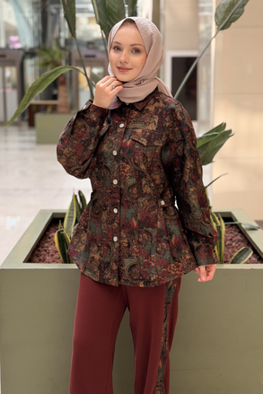 Ghisa Etnik Desenli Ceket Pantolon Takım