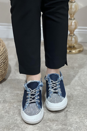 Majensia Önü Taşlı Ve Taş Bağlı Kot Sneaker Ayakkabı