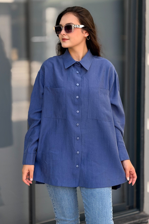 Mahal Miya Çift Cepli Oversize Gömlek