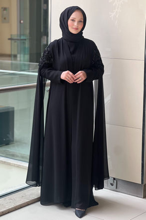 Heddy İç Elbiseli Omuzu Pul Payet Deatylı Abaya