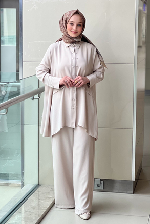 Ghisa Çift Düğme Detayli Gömlek Pantalon Takım