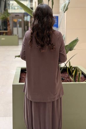 Nurcan ÇetinKumaş Mix Önü Kısa Arkası Uzun Tunik Etek Takım