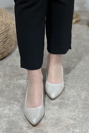 Majensia Arkası Açık Alçak Topuklu Flotur Hakiki Deri Ayakkabı