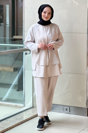 Ghisa Mix Kumaş Parça Desenli Tunik Pantolon Takım