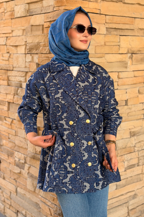 Ghisa Mozaik Desen Pamuk Ceket