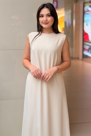 White Corner İthal Krep Kolsuz İçlik Elbise