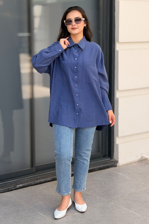 Mahal Miya Çift Cepli Oversize Gömlek