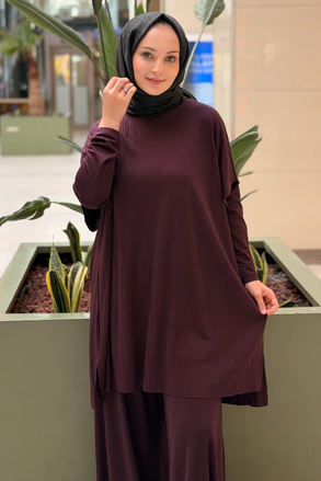 Heddy Piliseli Kolsuz Tunik İçlik Pantolon 3lü Takım