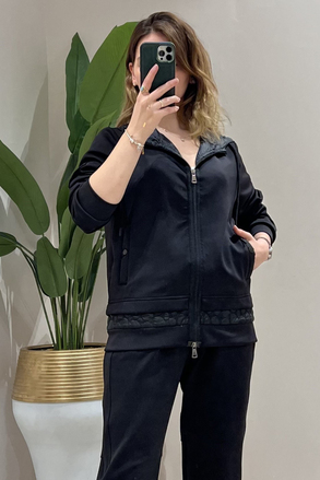On Fashion Etek Ucu İki Kumaş Detaylı Bağcıklı Mont