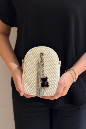 Mahal Bags Örgü Dokulu Çift Fermuarlı Çapraz Çanta