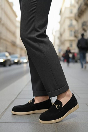 Majensia Gold Aksesuar Takalı Loafer Ayakkabı