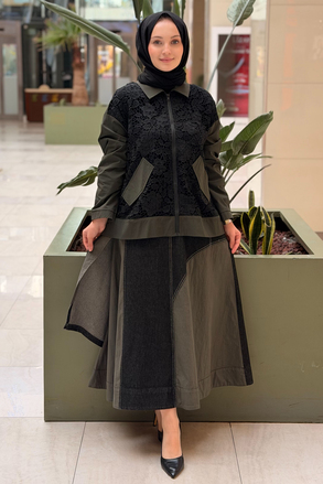 Ghisa Transparan Güpürlü Ceket Etek Cotton Takım