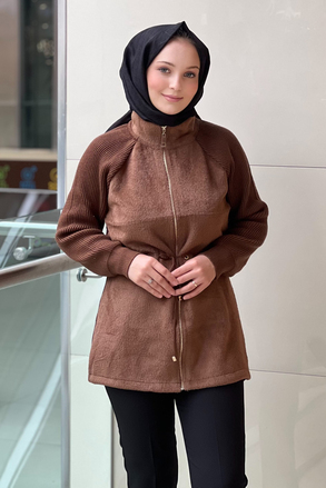 Tığ Triko Reglan Kollu Triko Kombinli Mont