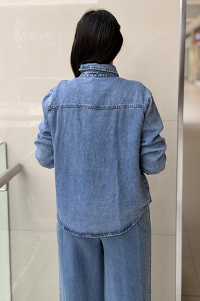 İpekyol Hotfix Baskılı Denim Gömlek