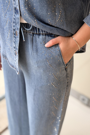 İpekyol Hotfix Baskılı Denim Pantolon