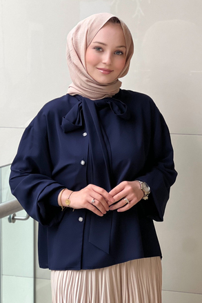 Ghisa Fular Detaylı Şifon Gömlek