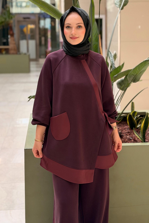 Nuss Kapaklı Çapraz Bağlı Tunik Pantolon Takım