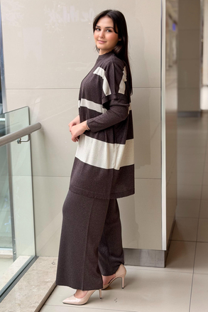 Ghisa Sim Merserize İpli Tunik Yelek Pantolon 3lü Set Takım