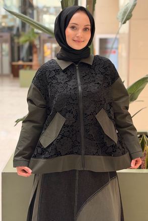 Ghisa Transparan Güpürlü Ceket Etek Cotton Takım