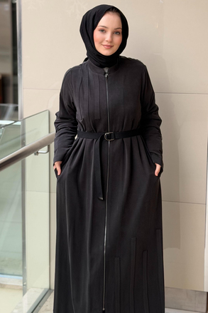 Nurcan Çetin Band Model Tam Boy Fermuarlı Ferace