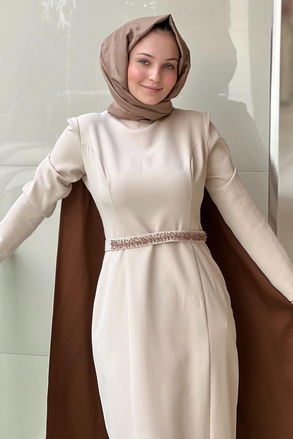White Corner El İşi Taş İşlemeli Kaftan Abiye