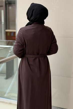 Nurcan Çetin Band Model Tam Boy Fermuarlı Ferace