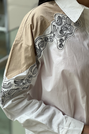 Twist Nakışlı Çift Renk Cotton Gömlek