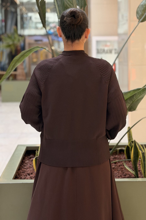 Nuss Yakası Fermuar Detaylı Reglan Kol Merserize Tunik