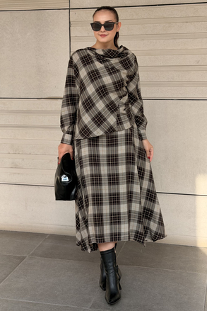 İpekyol Ekose Desen Kayık Yaka Bluz