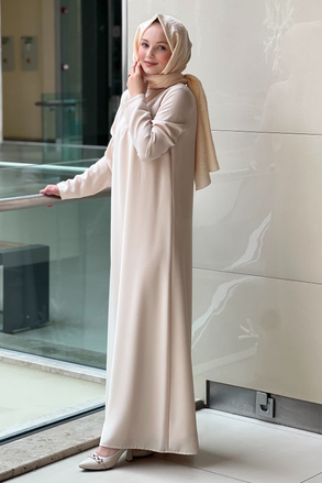White Corner İthal Krep Uzun Kollu İçlik Elbise