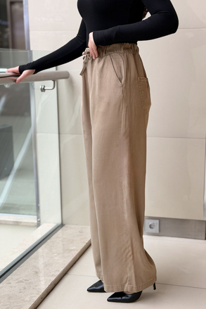 Mahal Beli İpli Lastikli Dört Cepli Bol Pantolon