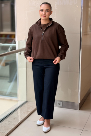 İpekyol Yarım Fermuar Beli Büzgülü Sweat